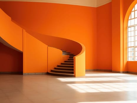 Colorful minimal interior, wall and floor with shadow, staircase , AI Generated . High quality photo