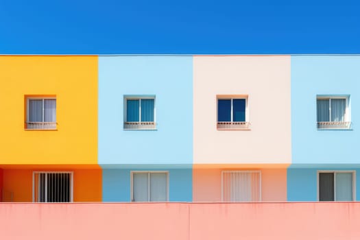 Colorful minimalism. Colorful architecture buildings, minimal abstract design, AI Generated.