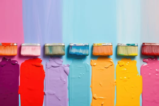 Paint can with colorful paints. AI Generated. High quality illustration