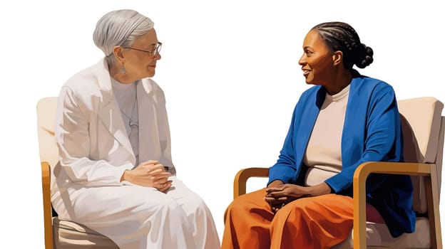 A female doctor advises a woman. Generative AI. High quality illustration