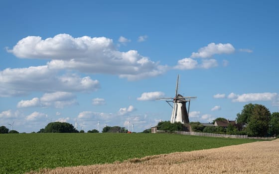 Panoramic image of windmill, Bedburg, North Rhine Westphalia, Germany