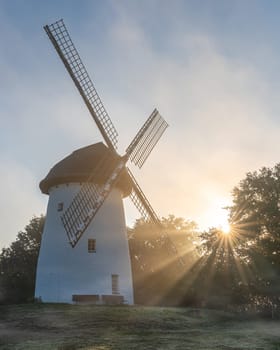 Panoramic image of windmill, Krefeld, North Rhine Westphalia, Germany