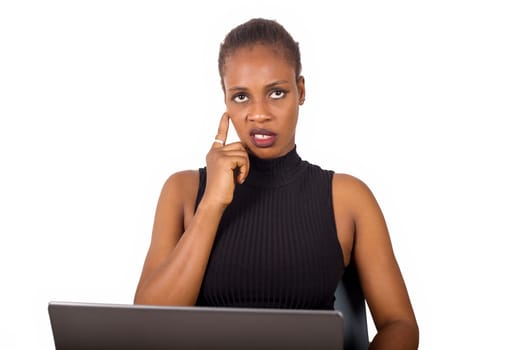 Woman working in office Business woman or secretary at office, taking a break, relaxing or stressed at work thinking.