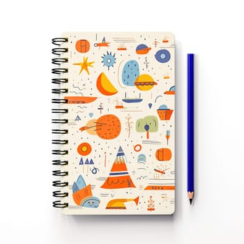 Notebook with pencils on a white background. The concept of the new school year. Generative AI. High quality illustration
