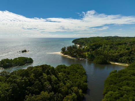 Coast of Borneo island and tropical vegetation and jungle. Sabah, Malaysia.