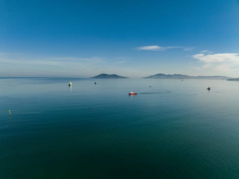 Seascape with islands and blue sea. Borneo, Malaysia, Kota Kinabalu.