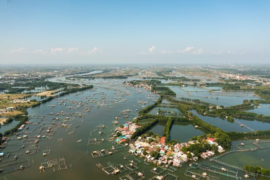 Fish pond farm in the countryside of the Philippines.