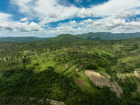 Agricultural landscape and farm fields. Cebu island, Philippines.