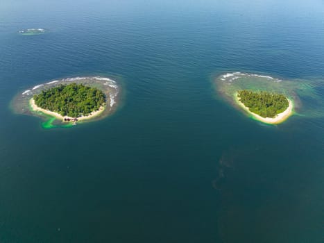 Aerial view of islands with beautiful beach. Pulau Dua. Sumatra, Indonesia.