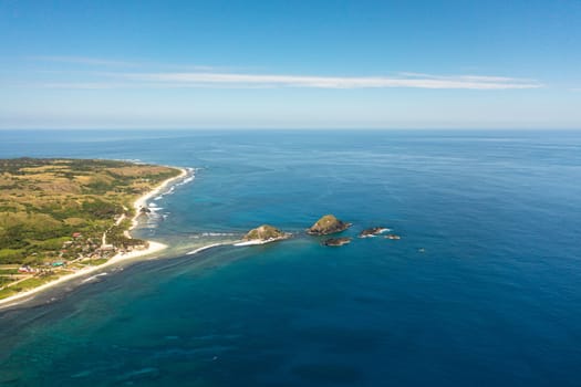 Tropical landscape with a beautiful beach top view. Pagudpud, Ilocos Norte, Philippines.