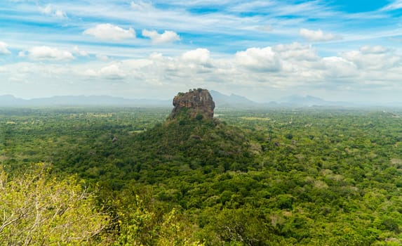 The Lion Rock in Sigiriya, a famous tourist attraction in Sri Lanka.