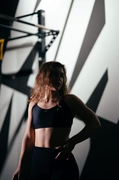 Athletic Beautiful Woman Does Her Cross Fitness, Bodybuilding Gym Training Routine