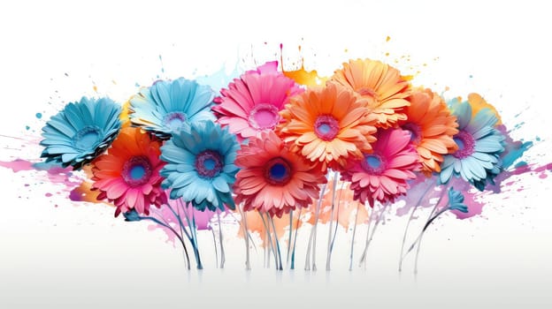 Vibrant gerbera daisies photo realistic illustration - Generative AI. Colorful, flower, gerbera, daisies.