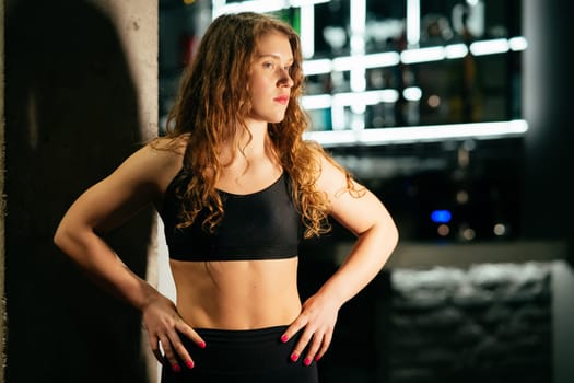 Athletic Beautiful Woman Does Her Cross Fitness, Bodybuilding Gym Training Routine