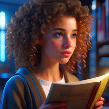 Girl with a book. Image created by AI