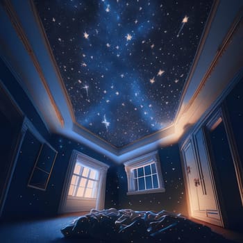 Stars on the ceiling of the room. Image created by AI