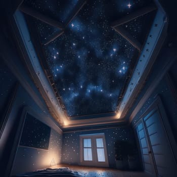 Stars on the ceiling of the room. Image created by AI