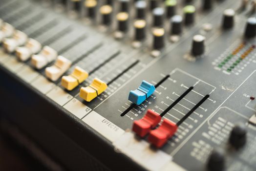 buttons equipment in audio Mixing Console
