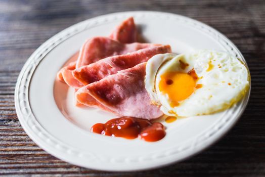 Fried Eggs and ham on a dish