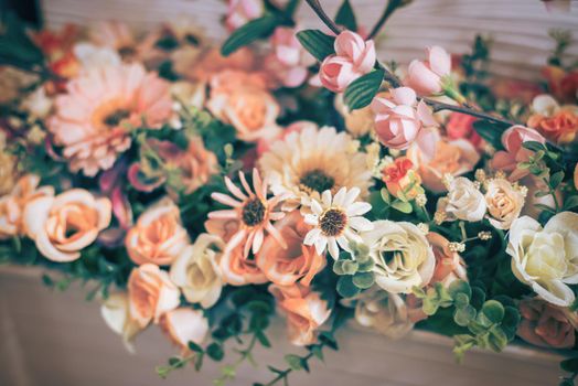 The background of the vintage beautiful flowers in colorful