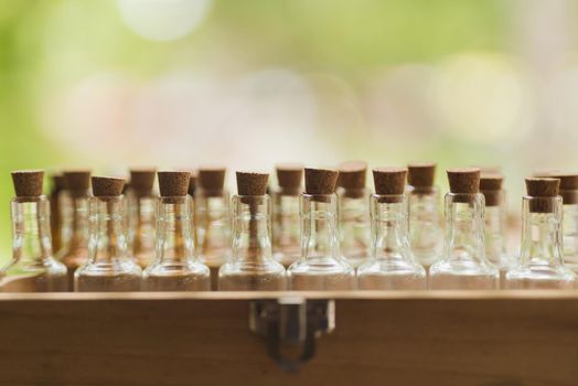 Background with bottles on blur