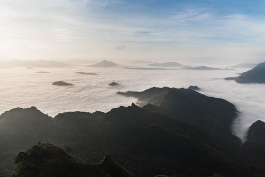 fog and cloud mountain valley landscape