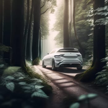 A car in the woods. Image created by AI