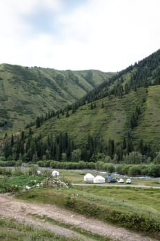 modern Kazakh tourism in the style of a nomadic lifestyle in yurts.