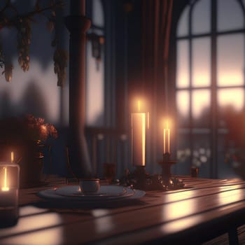 Candles on the table. Image created by AI