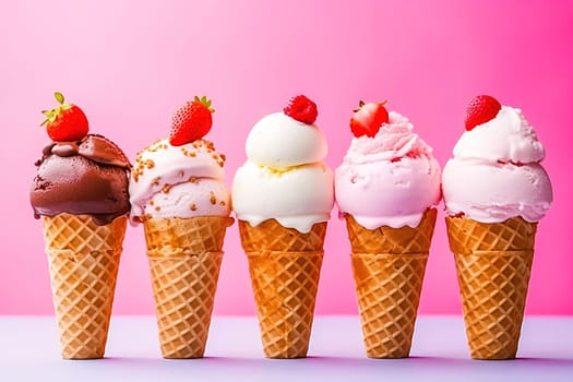 Ice cream in a waffle cup. Generative AI. High quality illustration