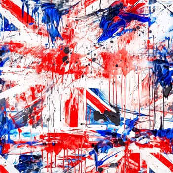 creative background with the shapes and colors of the British flag drawn in watercolor, made with Generative AI. High quality illustration