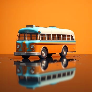 Bus 3d cartoon illustration - Generative AI. Bus, big, transport, wheels.