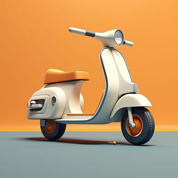 Police car 3d cartoon illustration - Generative AI. Ccooter, two-wheeled, transport, rudder, wheels.