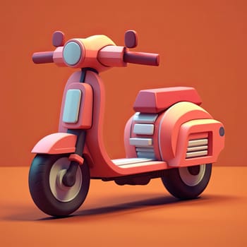 Police car 3d cartoon illustration - Generative AI. Ccooter, two-wheeled, transport, rudder, wheels.