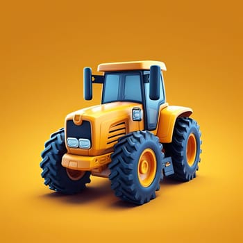 Tractor 3d cartoon illustration - Generative AI. Tractor, transport, wheels, rudder.