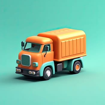 Truck 3d cartoon illustration - Generative AI. Truck, big, transport, wheels.