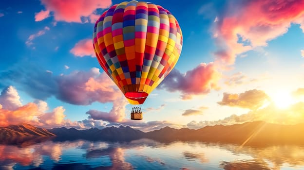 colorful hot air balloon in the sky, made with Generative AI.