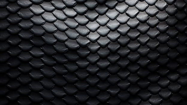 Background texture black leather reptiles. Snake skin or dragon scale texture. AI generated image