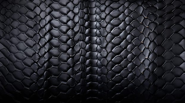 Background texture black leather reptiles. Snake skin or dragon scale texture. AI generated image