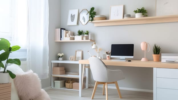 Inspiring office interior design Scandinavian style Home office featuring Natural light architecture. Generative AI AIG 31.