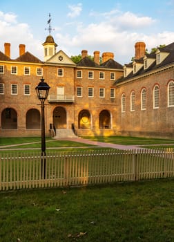 Back view of Wren building at William and Mary college in Williamsburg Virginia