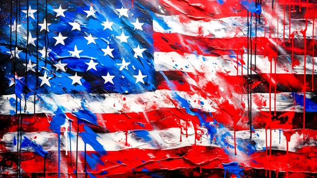 drawn watercolor creative American flag, made with Generative AI.
