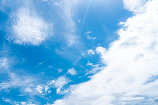 Copy space minimal concept of summer blue sky and white cloud abstract blank background.