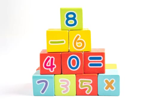 Math number colorful on white background, education study mathematics learning teach concept.