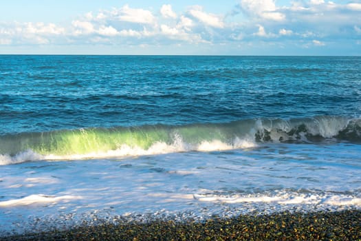 Small seaside waves near the coastline of the Black Sea.