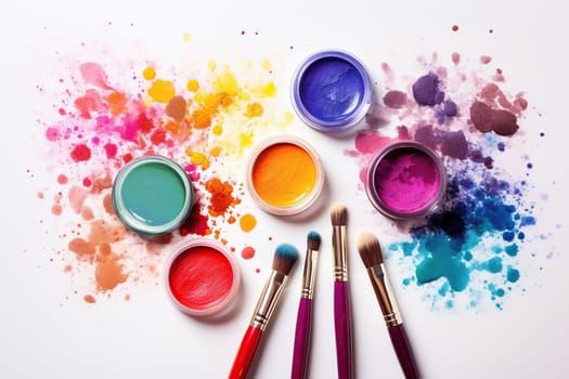 Assorted make up in studio, overhead shot