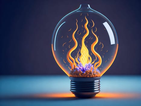 Eco friendly lightbulb with electric energy inside, concept of Renewable Energy and Sustainable Living. concept business energy in nature on the world. Generative Ai