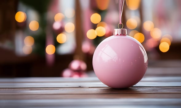 Pink Christmas baubles with bokeh background. Elegant Grunge Silver, Gold, Pink Christmas Light Bokeh Vintage Crystal Instagram Background Texture copy space Merry Christmas concept space for text