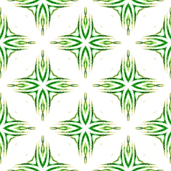 Green geometric chevron watercolor border. Green trending boho chic summer design. Textile ready majestic print, swimwear fabric, wallpaper, wrapping. Chevron watercolor pattern.