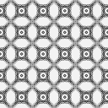 Textile ready extra print, swimwear fabric, wallpaper, wrapping. Black and white graceful boho chic summer design. Watercolor medallion seamless border. Medallion seamless pattern.